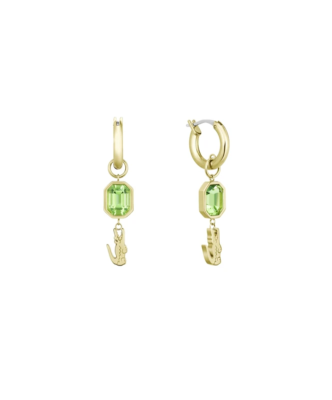 Lacoste Women's Hoop Earrings in Stainless Steel with Yellow Gold Ion Plating embellished with Crystals - 2040608