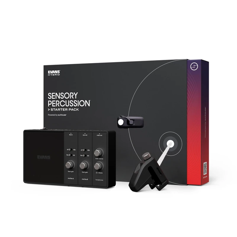 EVANS Hybrid Sensory Percussion Starter Pack- Includes Software, Audio Interface, 1 Drum Sensor, & Cables - Transform ANY Drum Set Into Customizable Music Tool