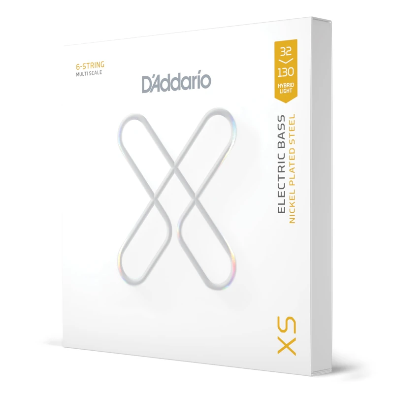 D'Addario Bass Guitar Strings, XS Coated Electric, XSB32130MS, Hybrid Light 32-130, Multiscale, 6-String Set, Pack of 1