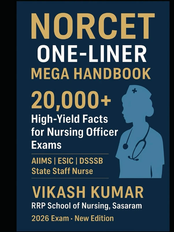 NORCET Nursing Officer One-Liners Mega Handbook: Complete 20000+ High-Yield Facts for AIIMS, ESIC, DSSSB & State Nursing Exams: Unit-wise Complete ... ... nursing b.sc nursing gnm anm m.sc nursing)