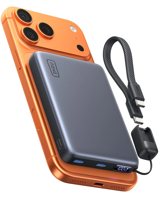 INIU 10000mAh Qi2.2 25W Wireless & 45W USB C Fast Charging Portable Charger