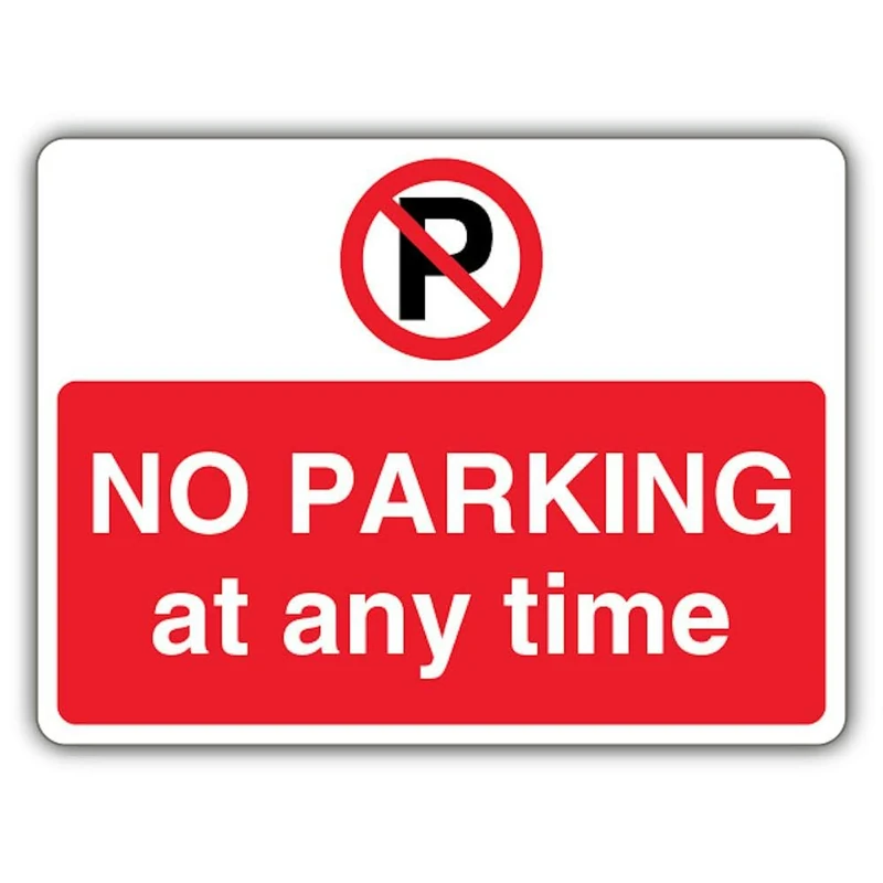 V Safety No Parking At Any Time - Prohibition Symbol with ‘P’ - Landscape Safety Sign - 600 x 450 mm - RA1 Reflective 3mm Aluminium Composite