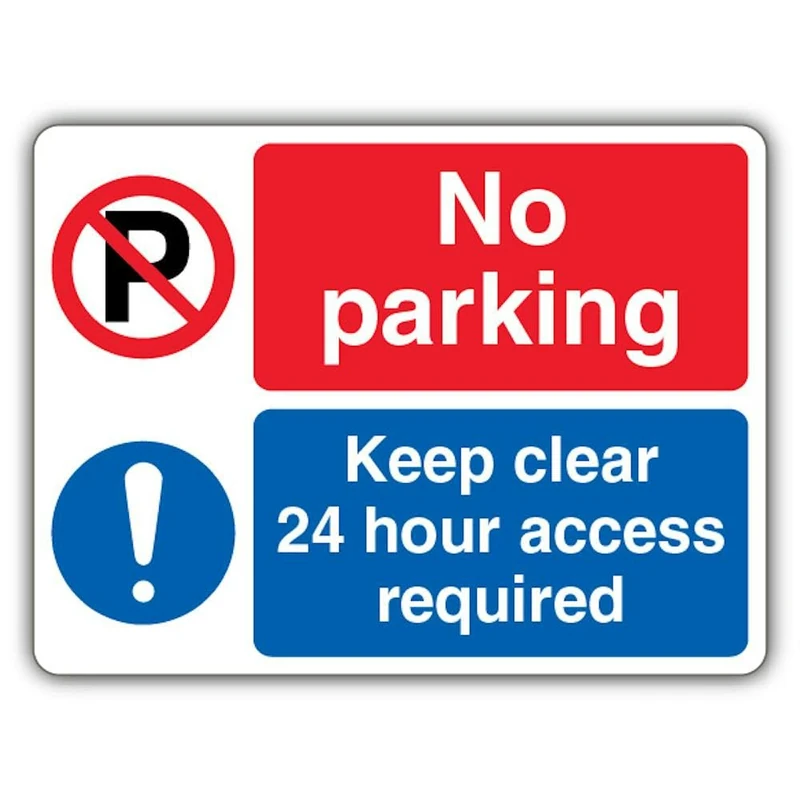 V Safety GloReflect No Parking - Keep Clear - Access Required - Dual Symbol - Landscape Safety Sign - 400 x 300 mm - Self Adhesive Vinyl - GloReflect