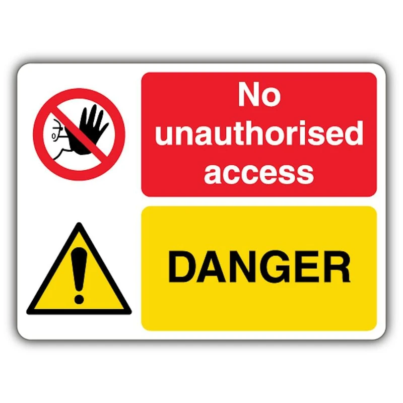 V Safety Photoluminescent Danger - No Unauthorised Access Safety Sign - 600 x 450 mm - 3mm Aluminium Composite - Standard Glow