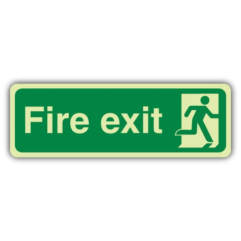 V Safety Photoluminescent Final Fire Exit Man Right Safety Sign - 600 x 200 mm - GloAcrylic