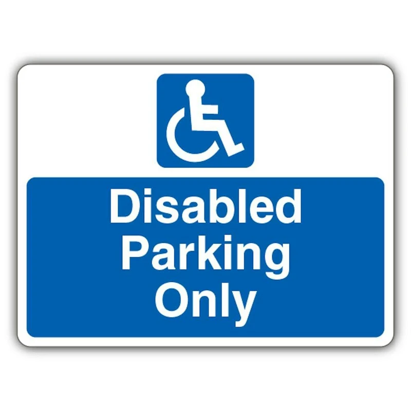 V Safety Disabled Parking Only - Landscape Safety Sign - 600 x 450 mm - RA1 Reflective 3mm Aluminium Composite