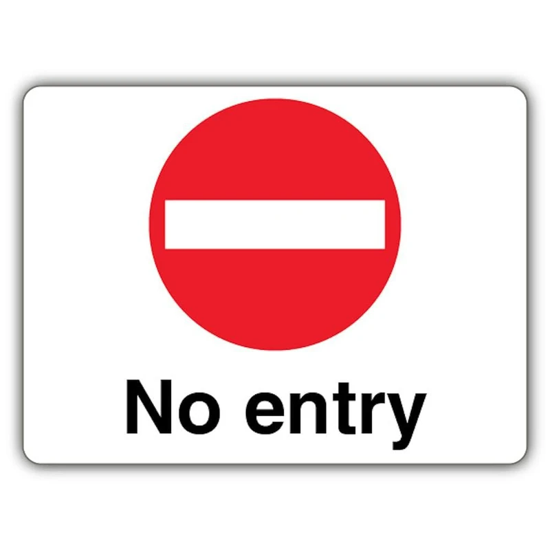 V Safety Photoluminescent No Entry - Landscape Safety Sign - 600 x 450 mm - Self Adhesive Vinyl - Standard Glow