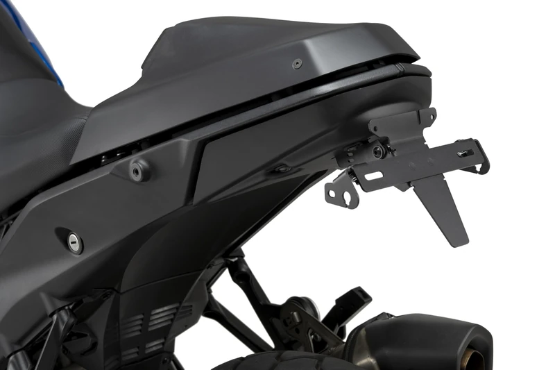Puig 22350N Pista #13 License Plate Holder, sporty ABS design, high resistance, rear aesthetic integration, precise fit, easy installation and technical finish, Black