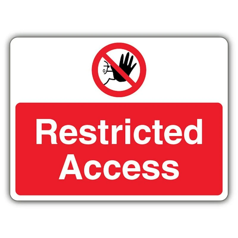 V Safety Restricted Access - Landscape Safety Sign - 600 x 450 mm - RA1 Reflective 3mm Aluminium Composite