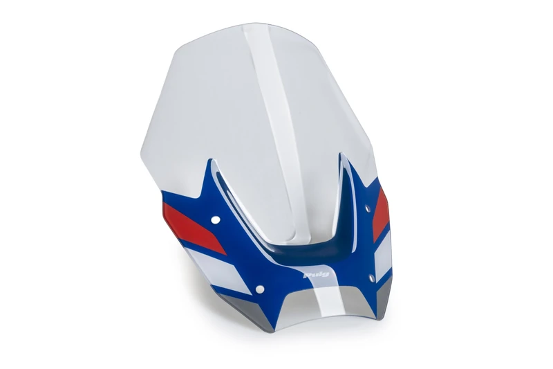 Puig 22536S Touring Screen with aerodynamic design, high-resistance PMMA construction, stability and style in adventure and long-distance riding. Graphics