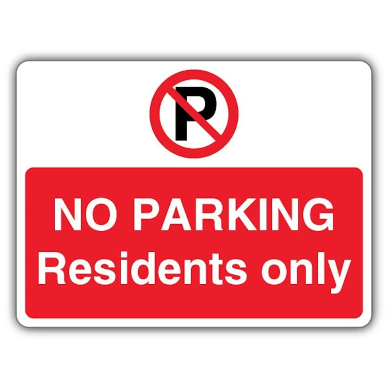 V Safety No Parking Residents Only - Prohibition 'P' - Landscape Safety Sign - 600 x 450 mm - RA2 Reflective 3mm Aluminium Composite