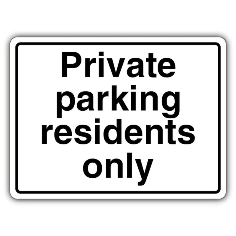 V Safety GloReflect Private Parking Residents Only - Landscape Safety Sign - 400 x 300 mm - 1.2mm Rigid Plastic - GloReflect