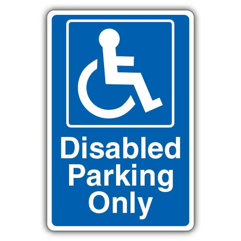 V Safety Disabled Parking Only - Blue Safety Sign - 400 x 600 mm - RA2 Reflective 3mm Aluminium Composite
