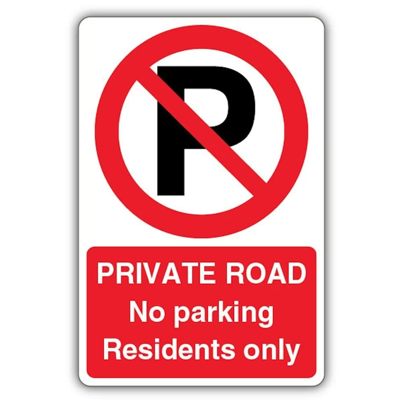 V Safety Private Road No Parking Residents Only - Prohibition 'P' Safety Sign - 400 x 600 mm - RA2 Reflective 3mm Aluminium Composite