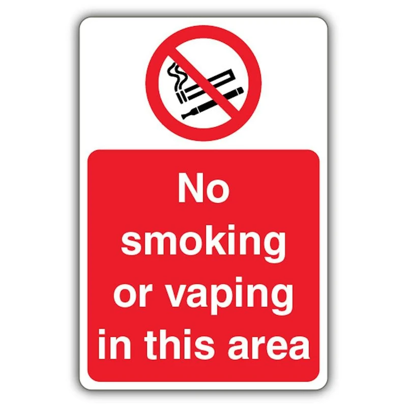 V Safety No Smoking Or Vaping In This Area Safety Sign - 400 x 600 mm - RA1 Reflective 3mm Aluminium Composite