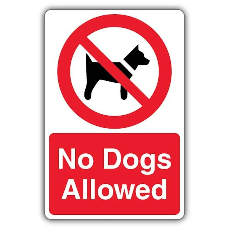 V Safety Photoluminescent No Dogs Allowed - Circle Safety Sign - 300 x 450 mm - 3mm Aluminium Composite - Triple Glow