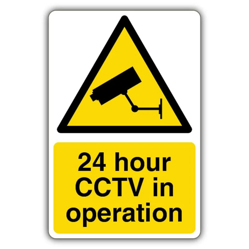 V Safety Photoluminescent 24 Hours CCTV in Operation Safety Sign - 300 x 450 mm - 1.2mm Rigid Plastic - Triple Glow