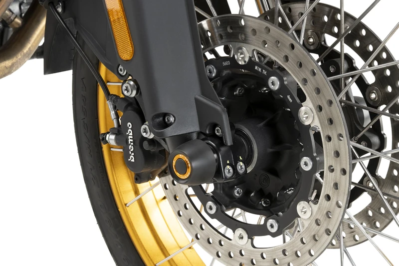 Puig 22368N PHB19 Fork Protector machined in lightweight nylon with Racing design, full protection for suspensions and swingarm, Black