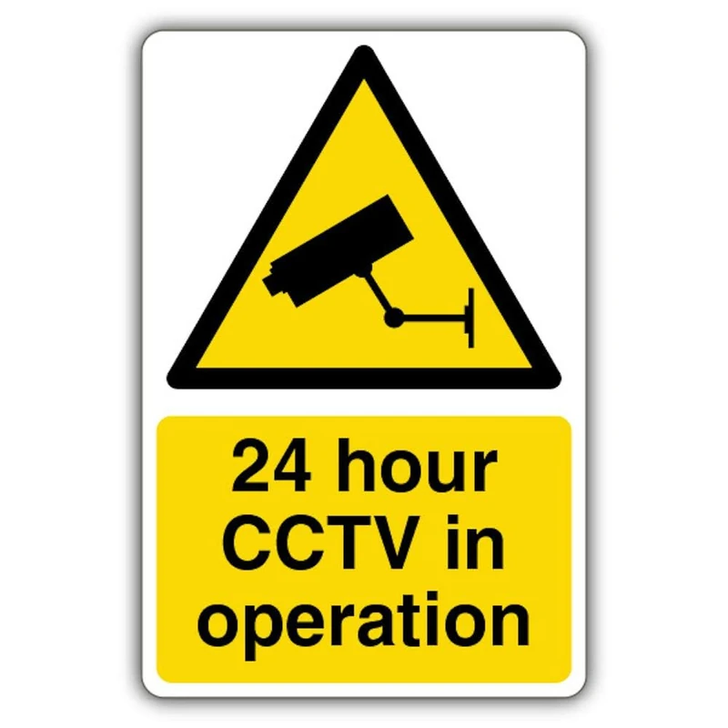 V Safety Photoluminescent 24 Hour CCTV In Operation Safety Sign - 400 x 600 mm - 1.2mm Rigid Plastic - Double Glow