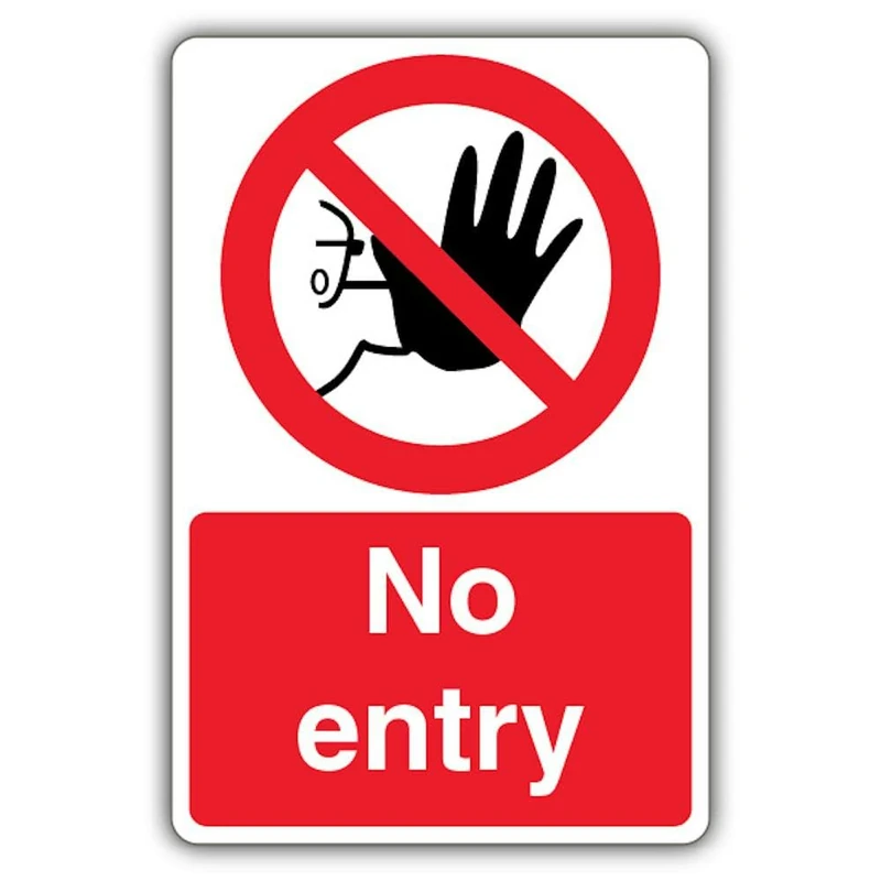 V Safety No Entry - No Access Safety Sign - 400 x 600 mm - Glow In The Dark Self Adhesive Vinyl