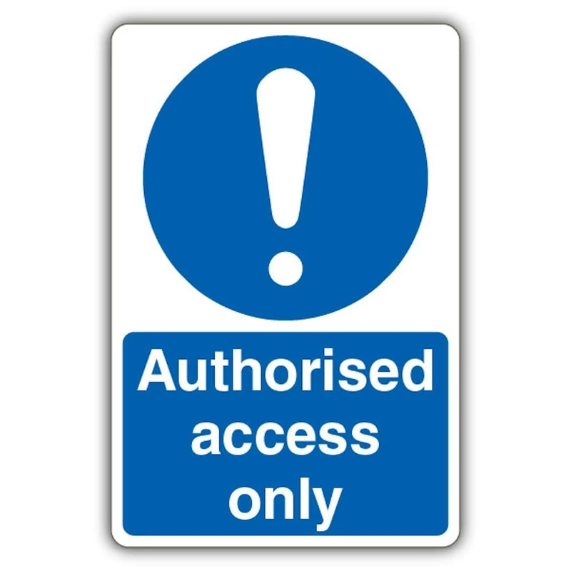 V Safety Authorised Access Only - Mandatory Exclamation Safety Sign - 400 x 600 mm - Glow In The Dark Self Adhesive Vinyl