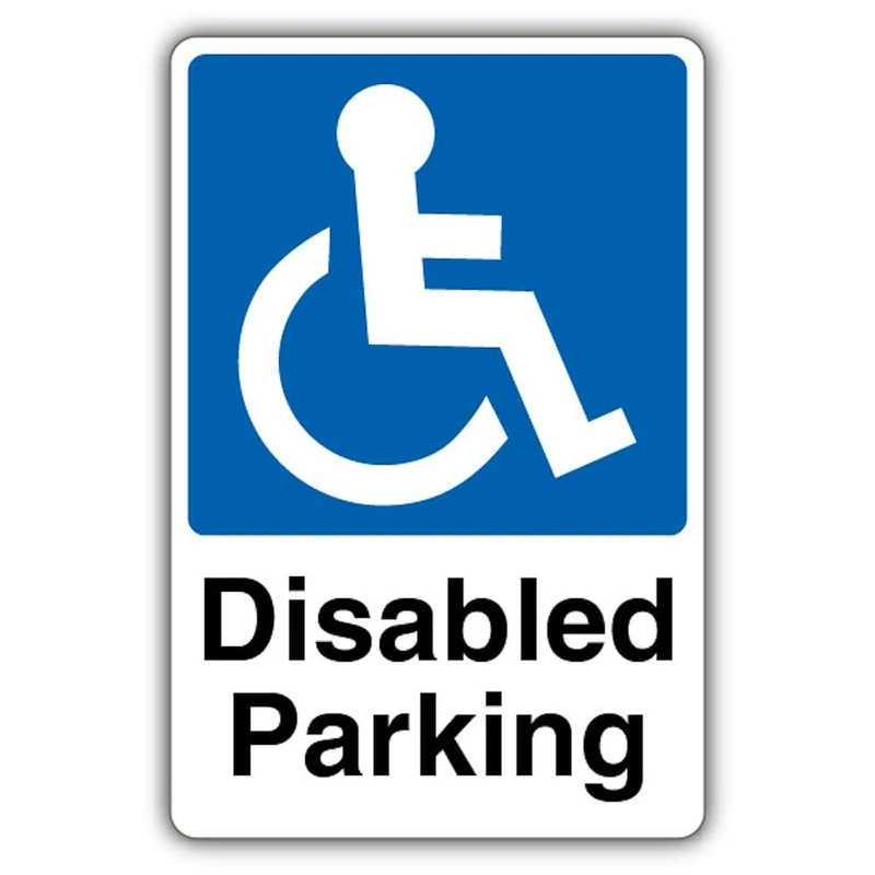 V Safety Photoluminescent Disabled Parking Safety Sign - 400 x 600 mm - Self Adhesive Vinyl - Triple Glow