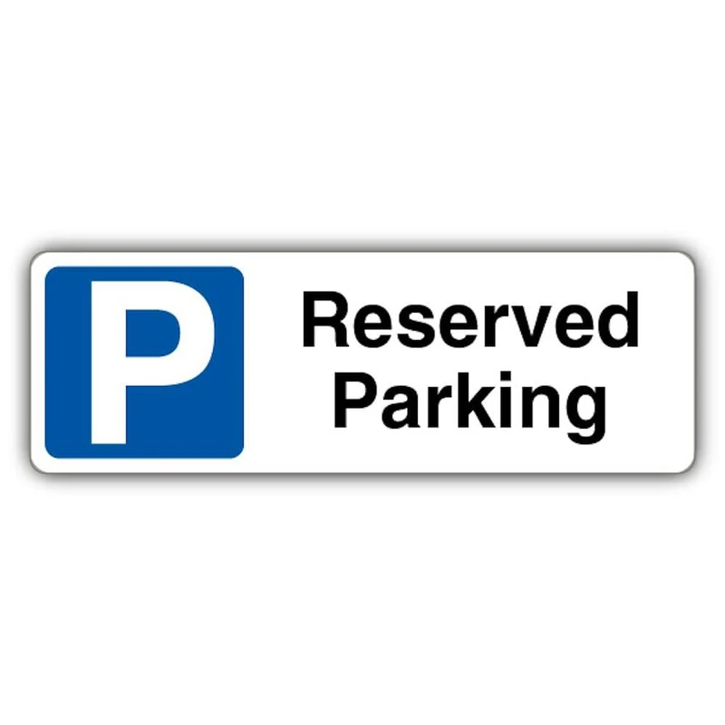 V Safety GloReflect Reserved Parking - Blue Parking - Landscape Safety Sign - 600 x 200 mm - Self Adhesive Vinyl - GloReflect