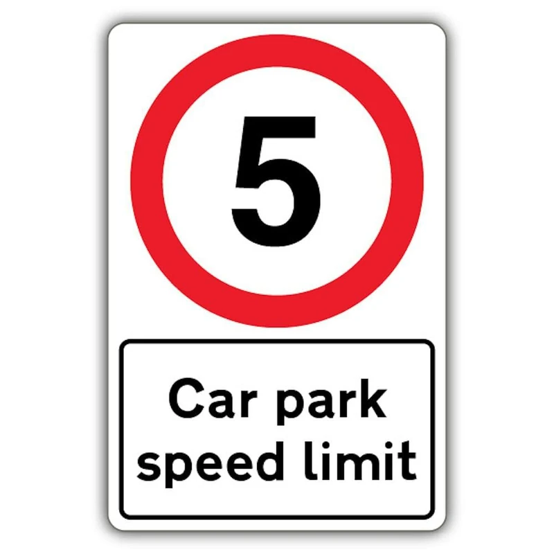 V Safety Car Park Speed Limit - Speed Limit 5 MPH Safety Sign - 400 x 600 mm - RA2 Reflective 3mm Aluminium Composite - Image 1