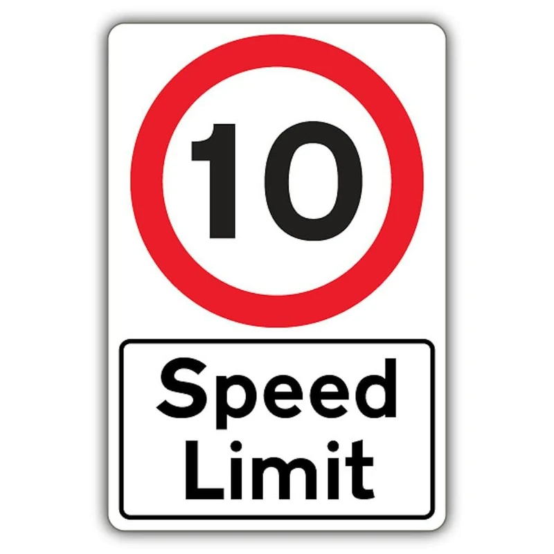 V Safety GloReflect Speed Limit - Speed Limit 10 MPH Safety Sign - 400 x 600 mm - Self Adhesive Vinyl - GloReflect