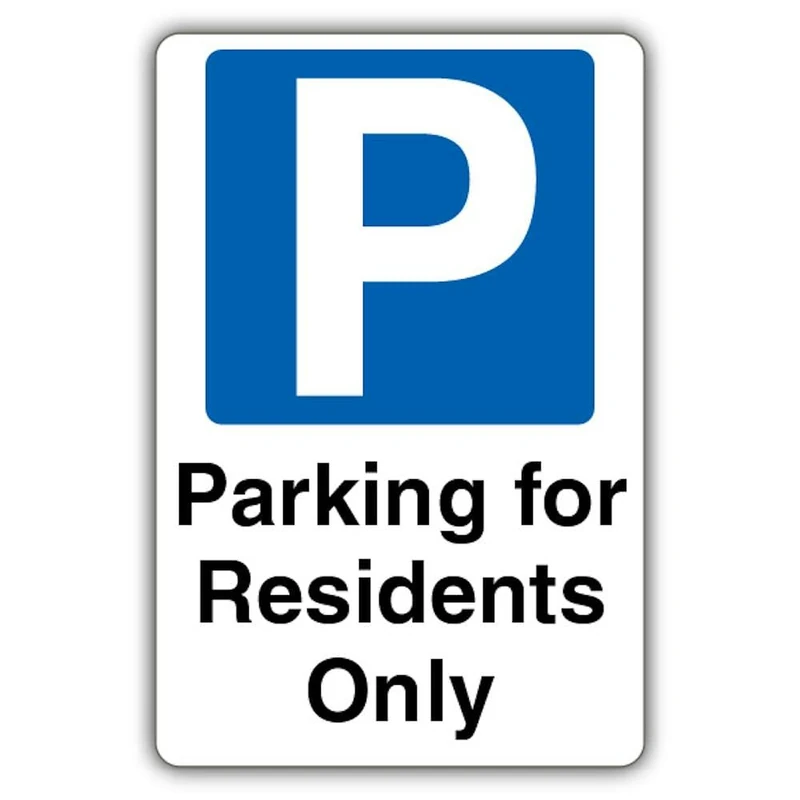 V Safety Parking For Residents Only Safety Sign - 400 x 600 mm - RA1 Reflective 3mm Aluminium Composite