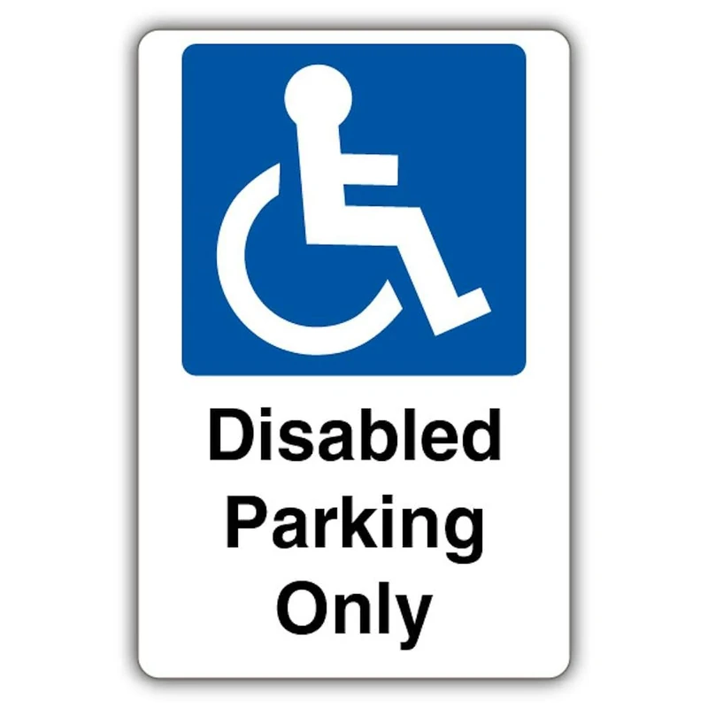 V Safety Photoluminescent Disabled Parking Only - Mandatory Safety Sign - 400 x 600 mm - Self Adhesive Vinyl - Standard Glow