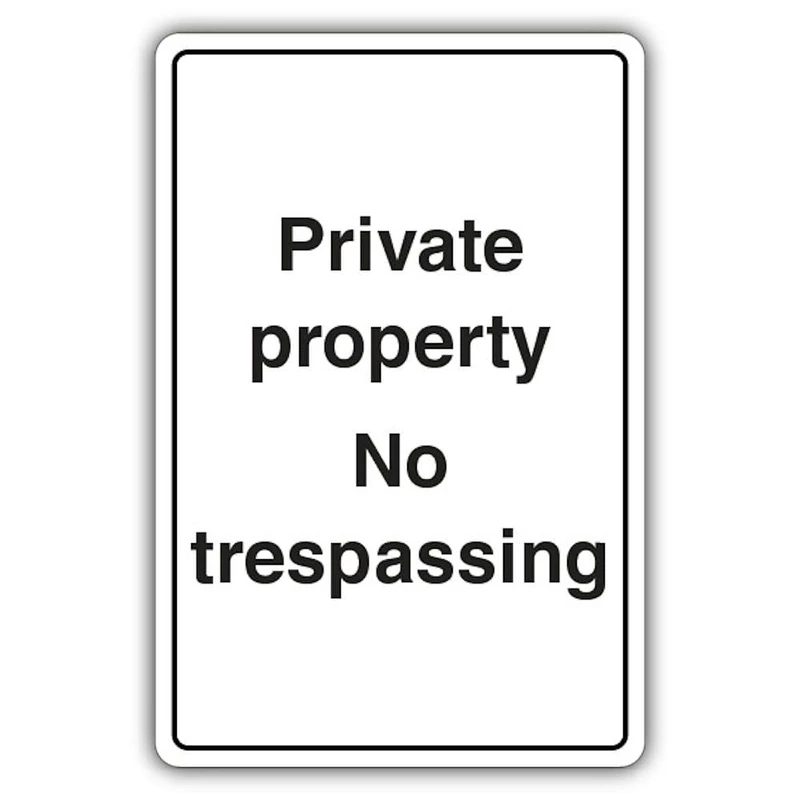 V Safety Private Property No Trespassing Safety Sign - 400 x 600 mm - RA1 Reflective 3mm Aluminium Composite