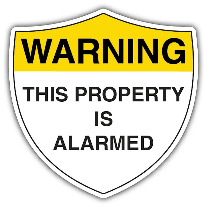 V Safety Warning This Property Is Alarmed - Shield Safety Sign - 450 x 450 mm - Glow In The Dark 1mm Rigid Plastic - Image 1