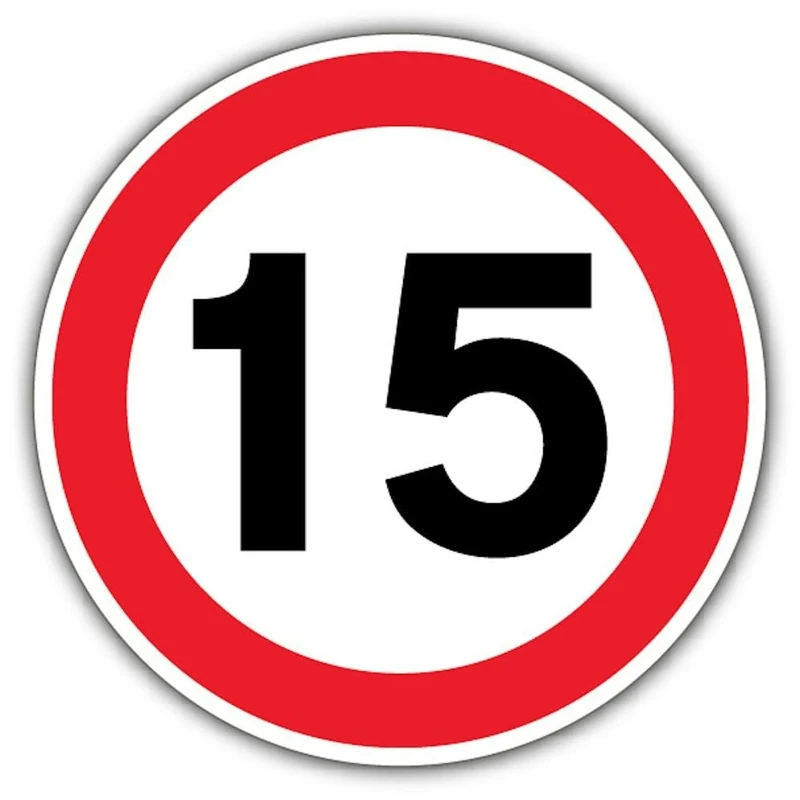 V Safety 15 MPH Safety Sign - 600 x 600 mm - RA2 Reflective 3mm Aluminium Composite