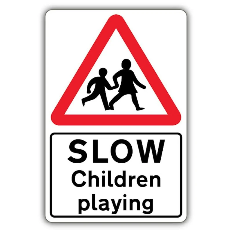 V Safety Slow Children playing - Children Crossing Triangle Safety Sign - 400 x 600 mm - RA1 Reflective 3mm Aluminium Composite
