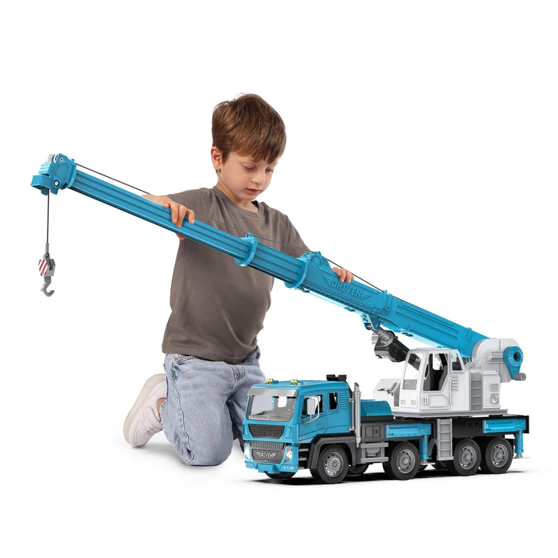 Driven by Battat – Large Toy Crane Truck For Kids – Jumbo Toy Construction Vehicle – Lights & Sounds – Movable Parts – 3 Years + – Euro Cab Crane Truck, Jumbo