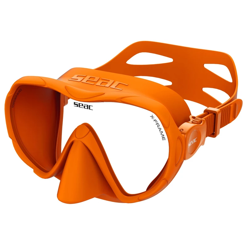 SEAC X-Frame - Frameless Silicone Dive Mask with Single Tempered Glass Lens | Clear Vision and Stability Underwater, Low Volume | For Scuba Diving and Snorkelling – Made in Italy