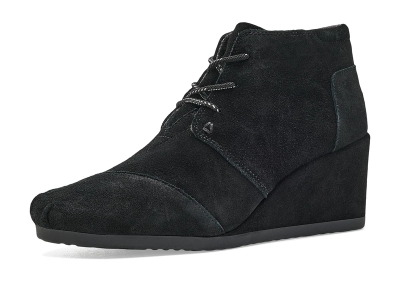 TOMS Women's Desert Wedge Plus Boot, Black Suede, 4 UK