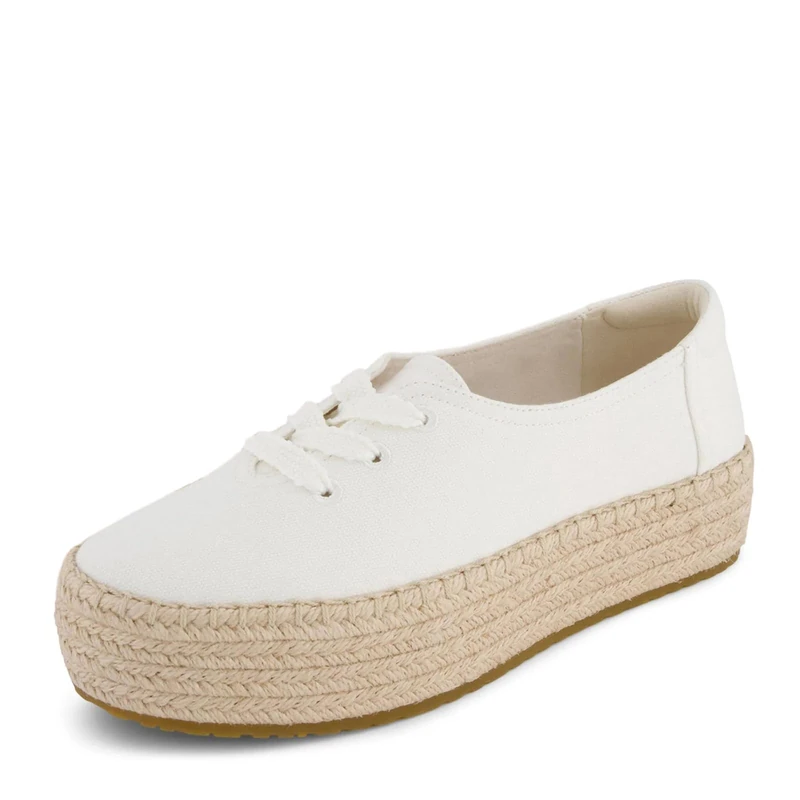 TOMS Women's Valencia Lace Up Espadrille, White Canvas, 5 UK