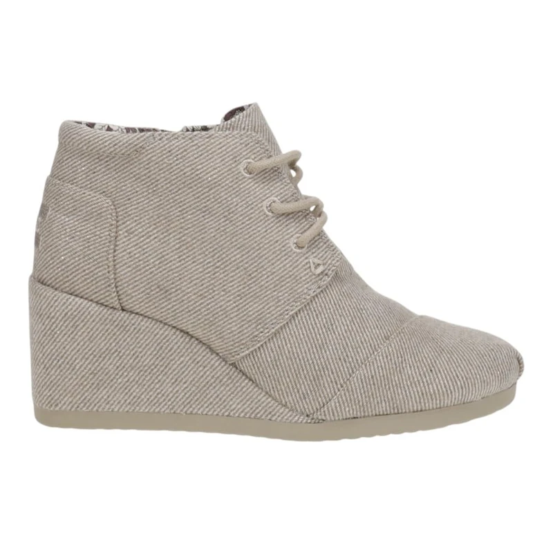 TOMS Women's Desert Wedge Plus Boot, Natural Shimmer Twill, 7.5 UK