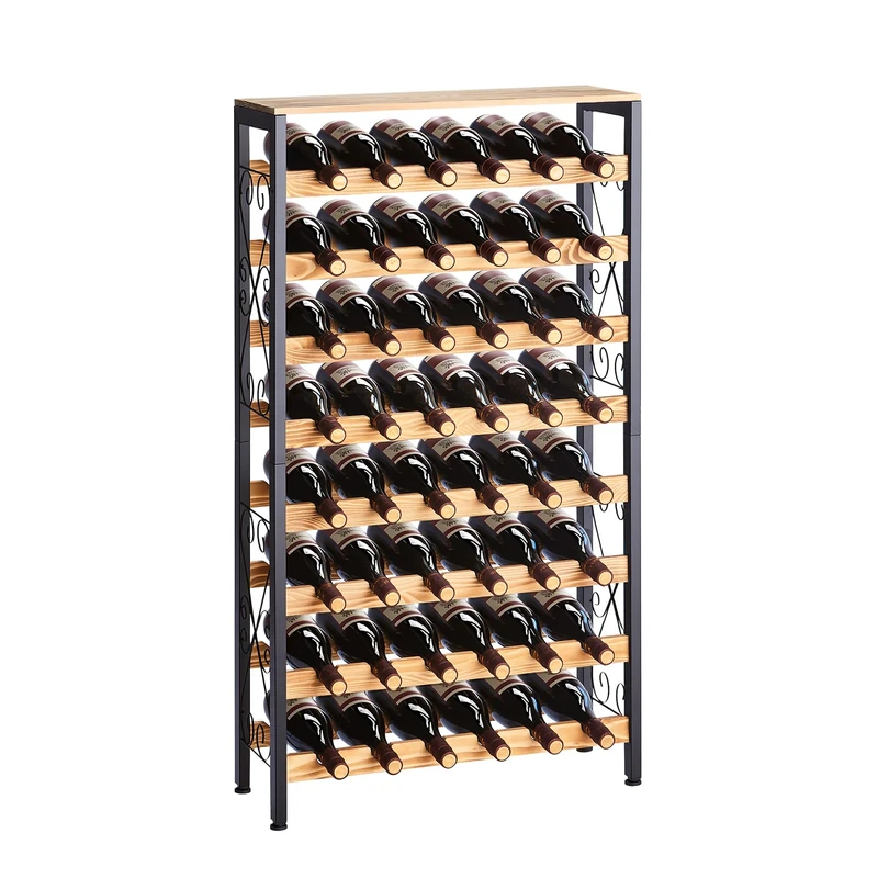 VEVOR 48 Bottle Wine Rack,8-Tier Iron Wine Bottle Holder With Wood Table