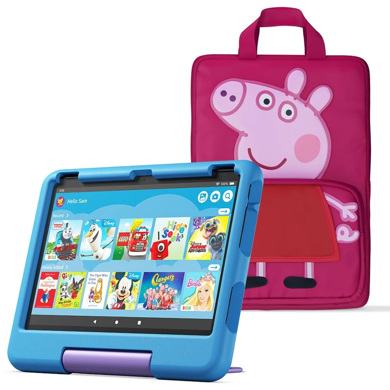 Amazon Fire HD 10 Kids tablet (newest gen) ages 3–7 | 10.1" screen, parental controls, 2-year worry-free guarantee, 32 GB + Peppa Pig Carrying Case for Amazon Kids Tablets