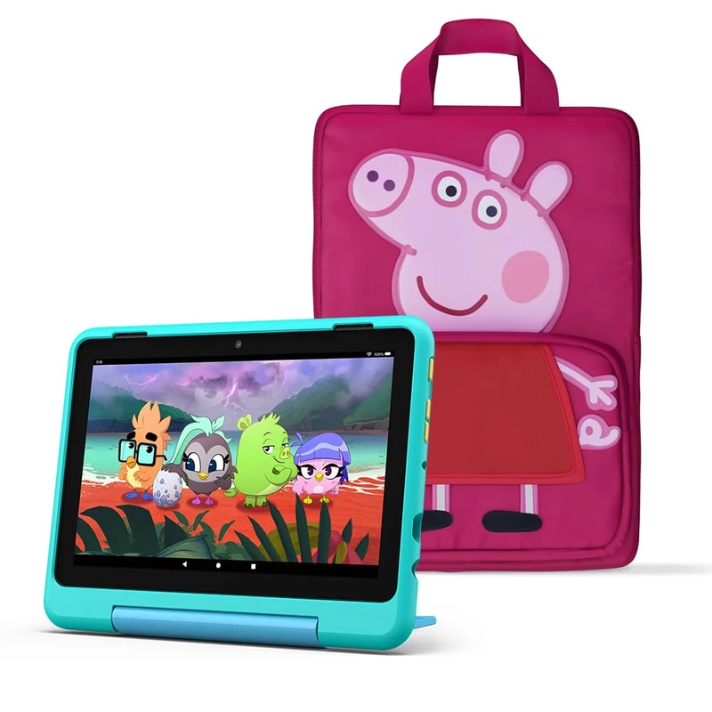 Amazon Fire HD 8 Kids Pro tablet (newest gen), ages 6–12 | 8" HD screen, parental controls, 13-hr battery, 32 GB+ Peppa Pig Carrying Case for Amazon Kids Tablets
