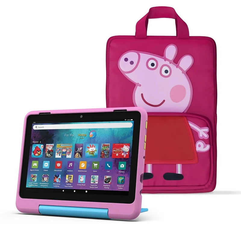 Amazon Fire HD 8 Kids Pro tablet (newest gen), ages 6–12 | 8" HD screen, parental controls, 13-hr battery, 32 GB+ Peppa Pig Carrying Case for Amazon Kids Tablets