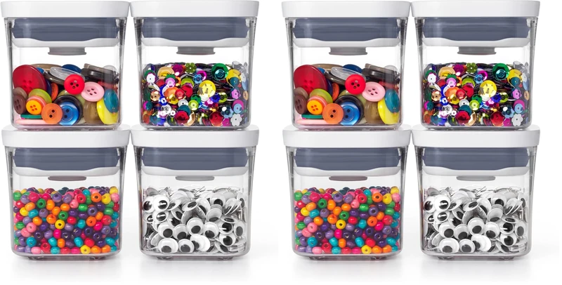 OXO Good Grips 4-Piece Mini POP Container Set : Airtight Food Storage for Spices + Push-Button Seal + Stackable, Space-Saving Design + Dishwasher Safe (Spice Container) (Pack of 2)