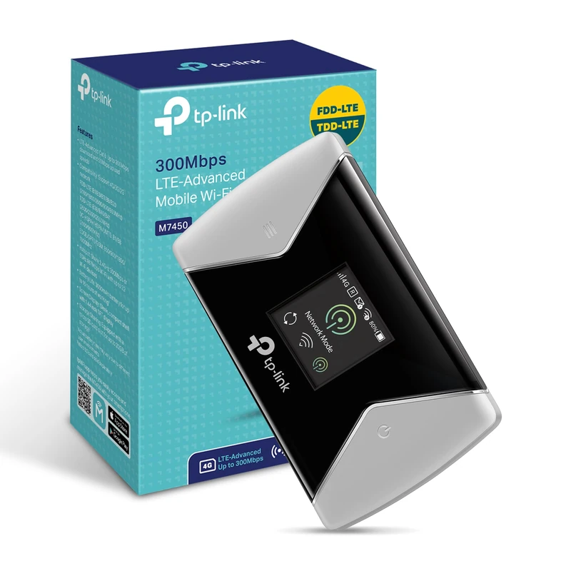 TP-Link M7450 4G+ Cat6 Portable WiFi, Mobile WiFi Hotspot Works up to 15 Hours, Caravan, Travel 4G Router, SD Card Slot, Unlocked LTE-Advanced MiFi, Share up to 32 Devices, Easy tpMiFi App Management