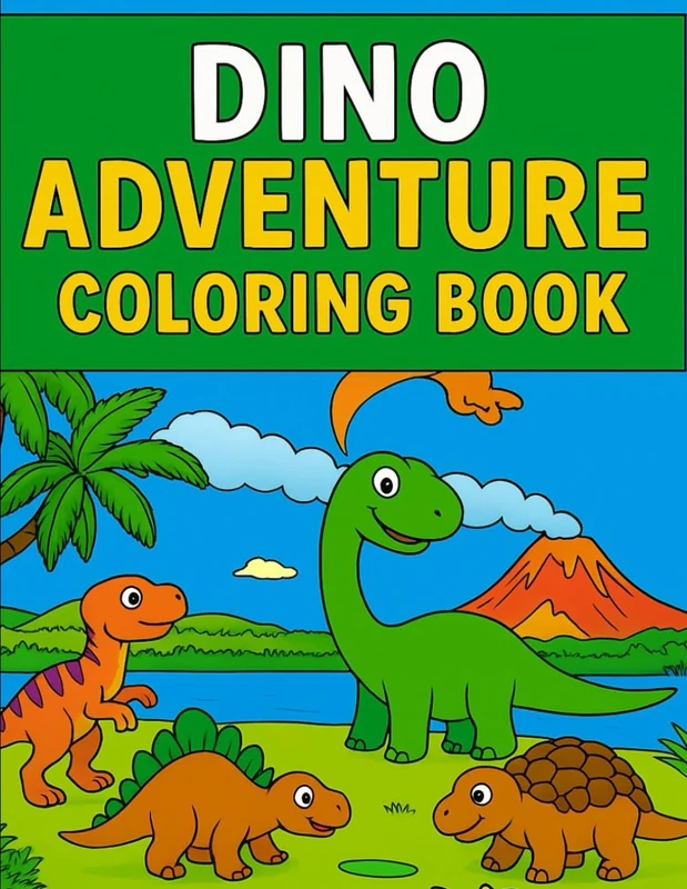 Dino Adventure Coloring Book: Fun and Easy Dinosaur Coloring pages for kids Ages 3-8
