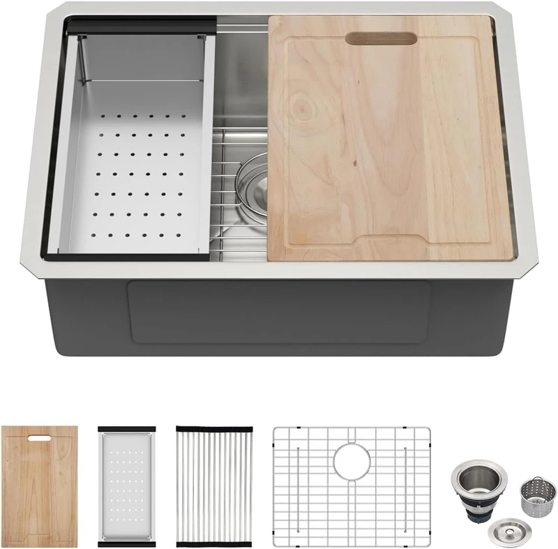 Kichae 25 Undermount Kitchen Sink Stainless Steel 16 Gauge Workstation