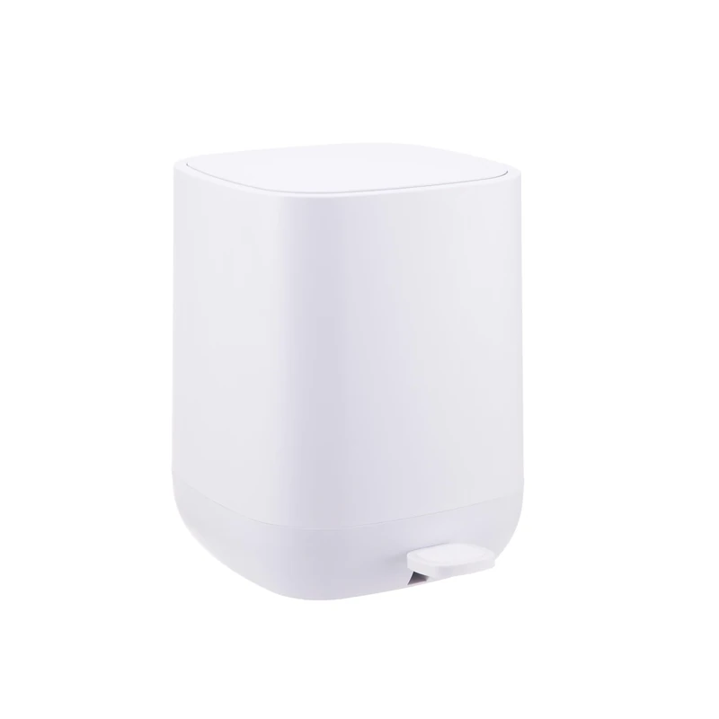 Relaxdays Square Pedal Bin, 9L, Soft-Close Lid, Removable Inner Bin, Matt Plastic, White, 27x21x26cm