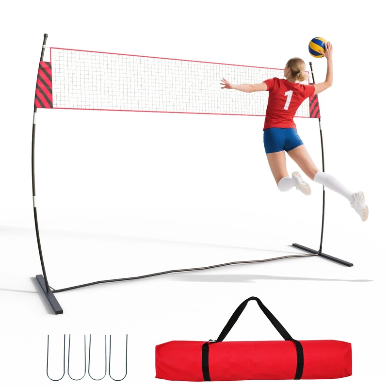 GarveeLife Volleyball Net Set, Adjustable Height Outdoor Training Net, Durable Training Equipment with Carry Bag, Easy Setup for Indoor Outdoor Beach Backyard, 243 * 366Cm / 243 * 975Cm